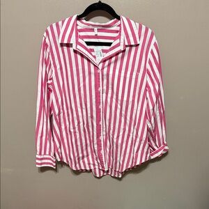 Maurices Pink and White Striped Button Down Shirt